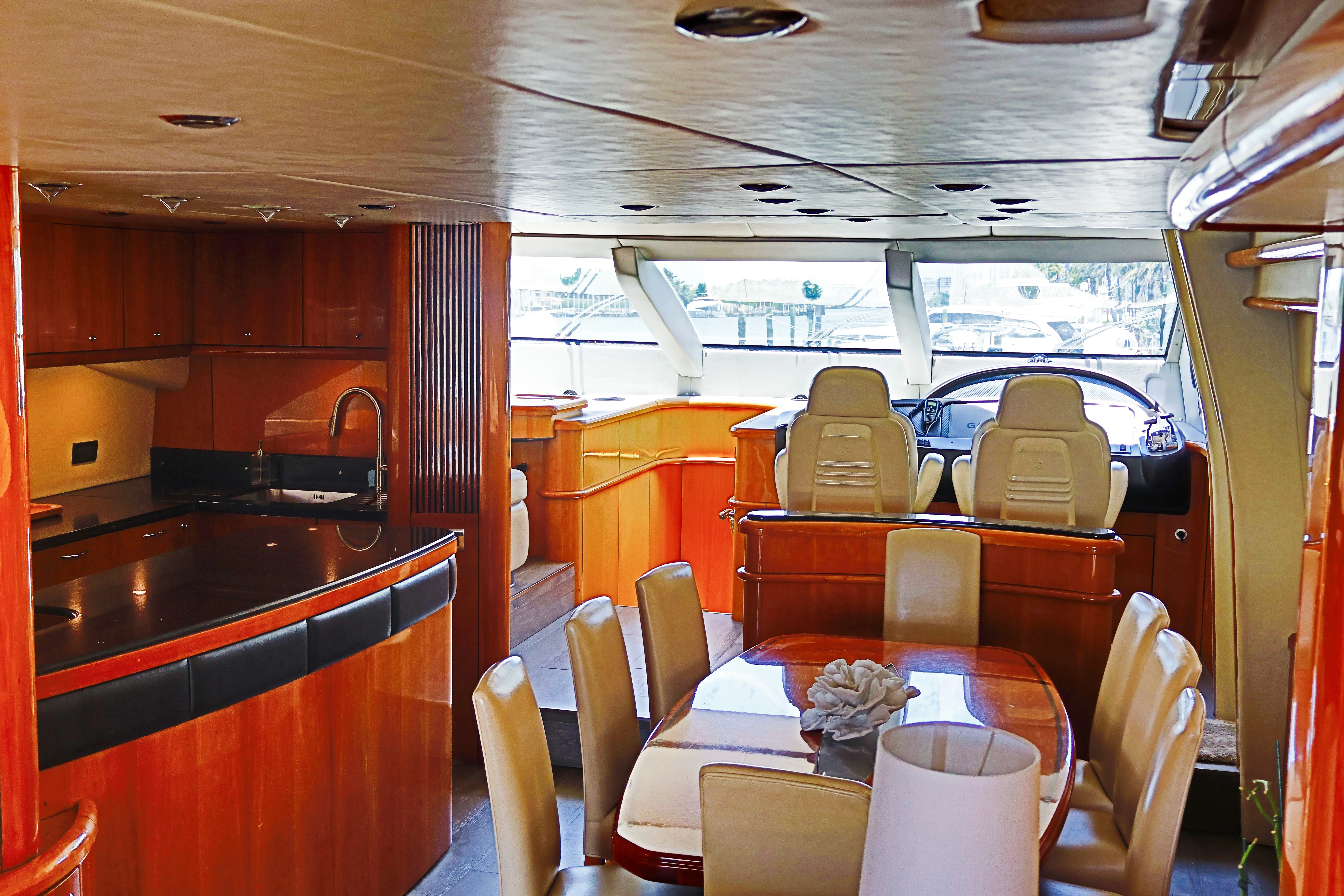 90ft Sunseeker Deep Blue kitchen dining table